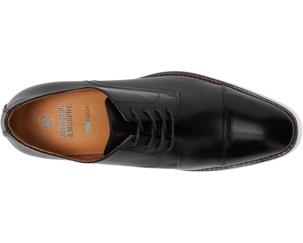 Men's Johnston & Murphy Richland Cap Toe Black Full Grain - Eurostride