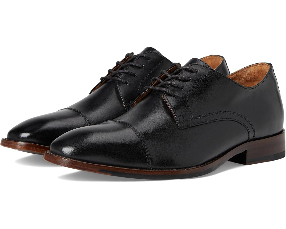 Men's Johnston & Murphy Richland Cap Toe Black Full Grain - Eurostride