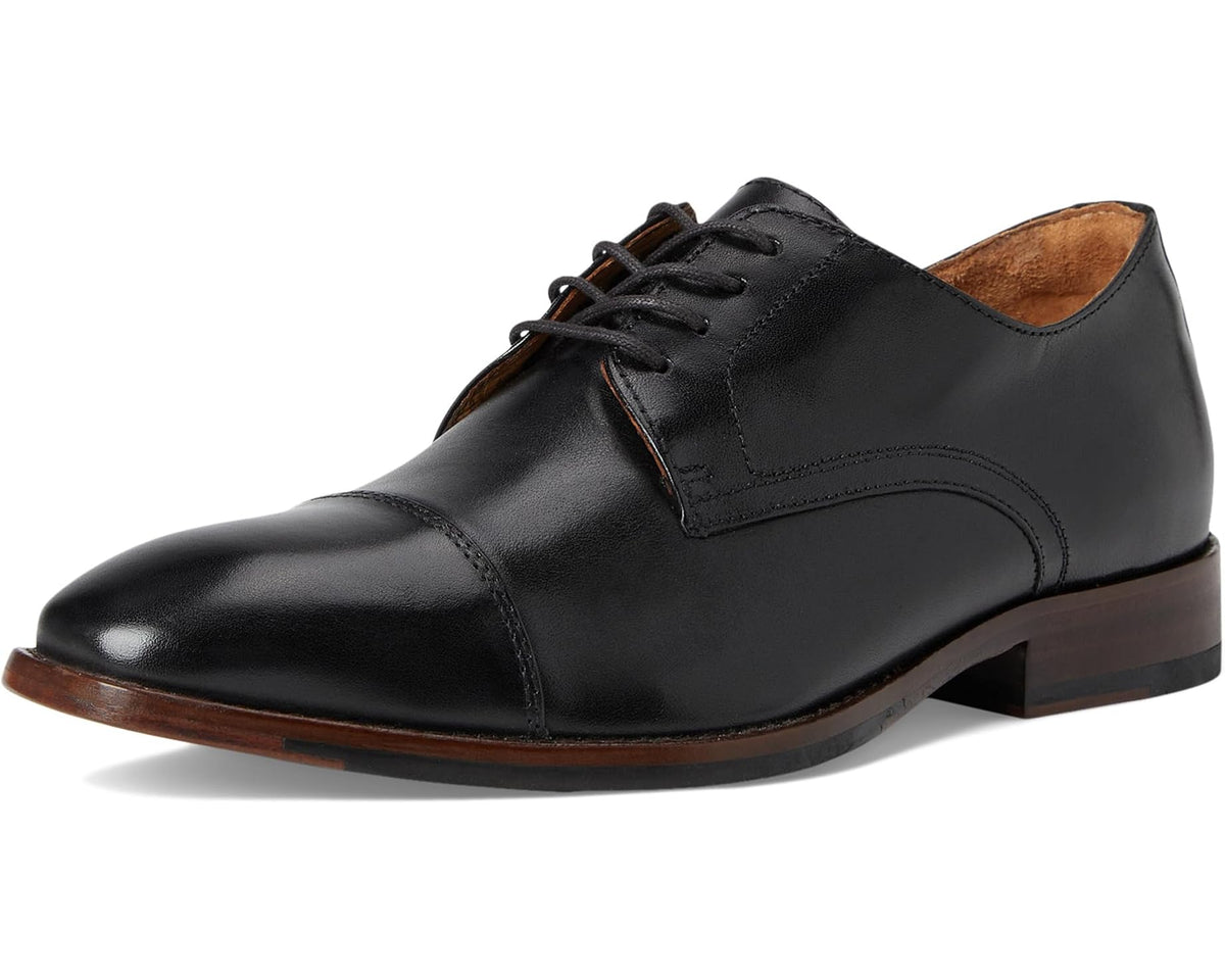Men's Johnston & Murphy Richland Cap Toe Black Full Grain - Eurostride