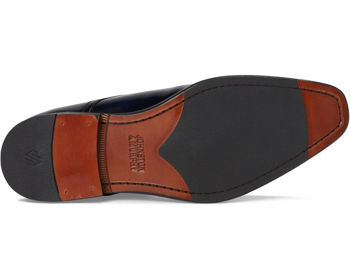 Men's Johnston & Murphy Sullivan Double Buckle Cap Toe Navy Italian Calkskin - Eurostride
