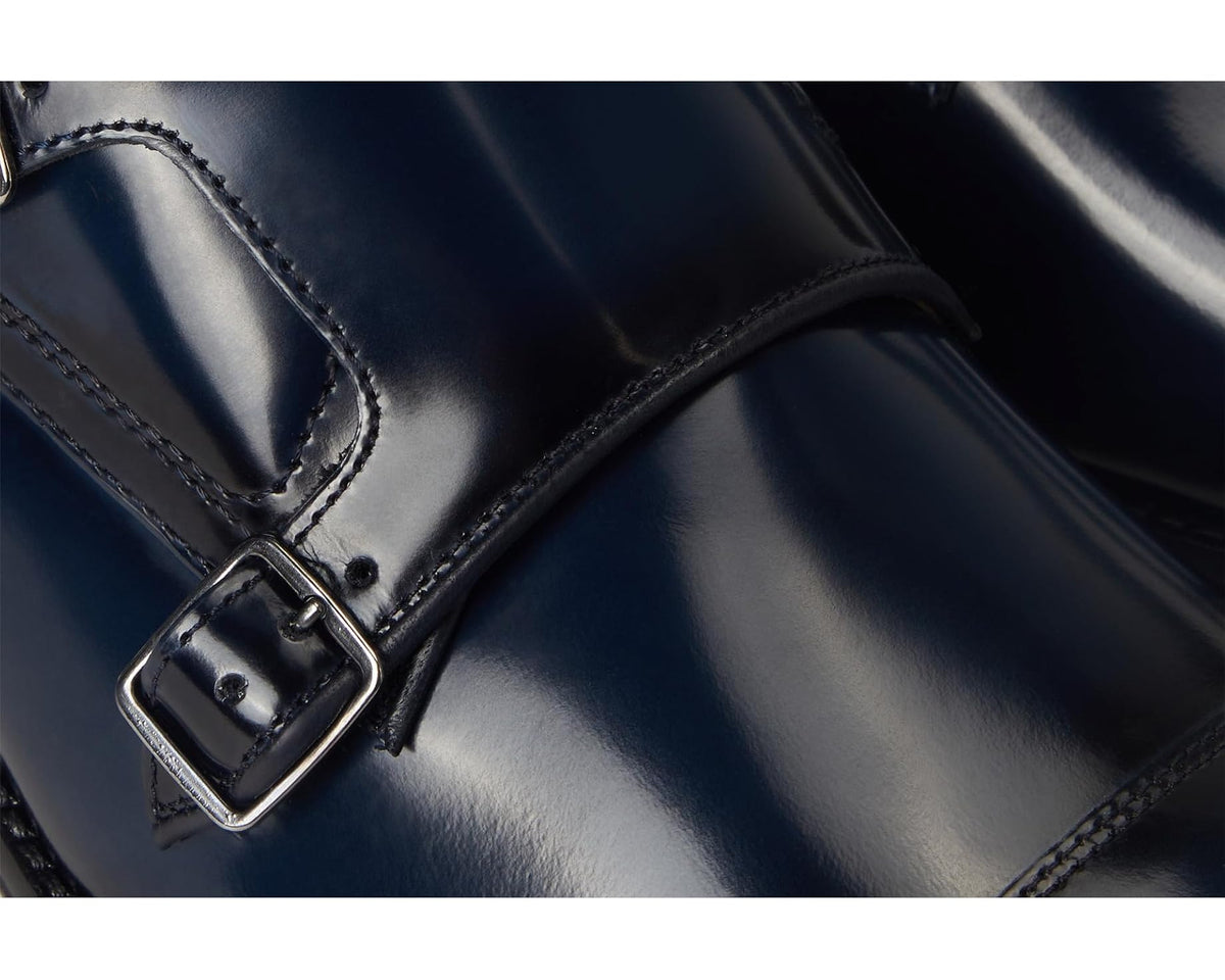 Men's Johnston & Murphy Sullivan Double Buckle Cap Toe Navy Italian Calkskin - Eurostride