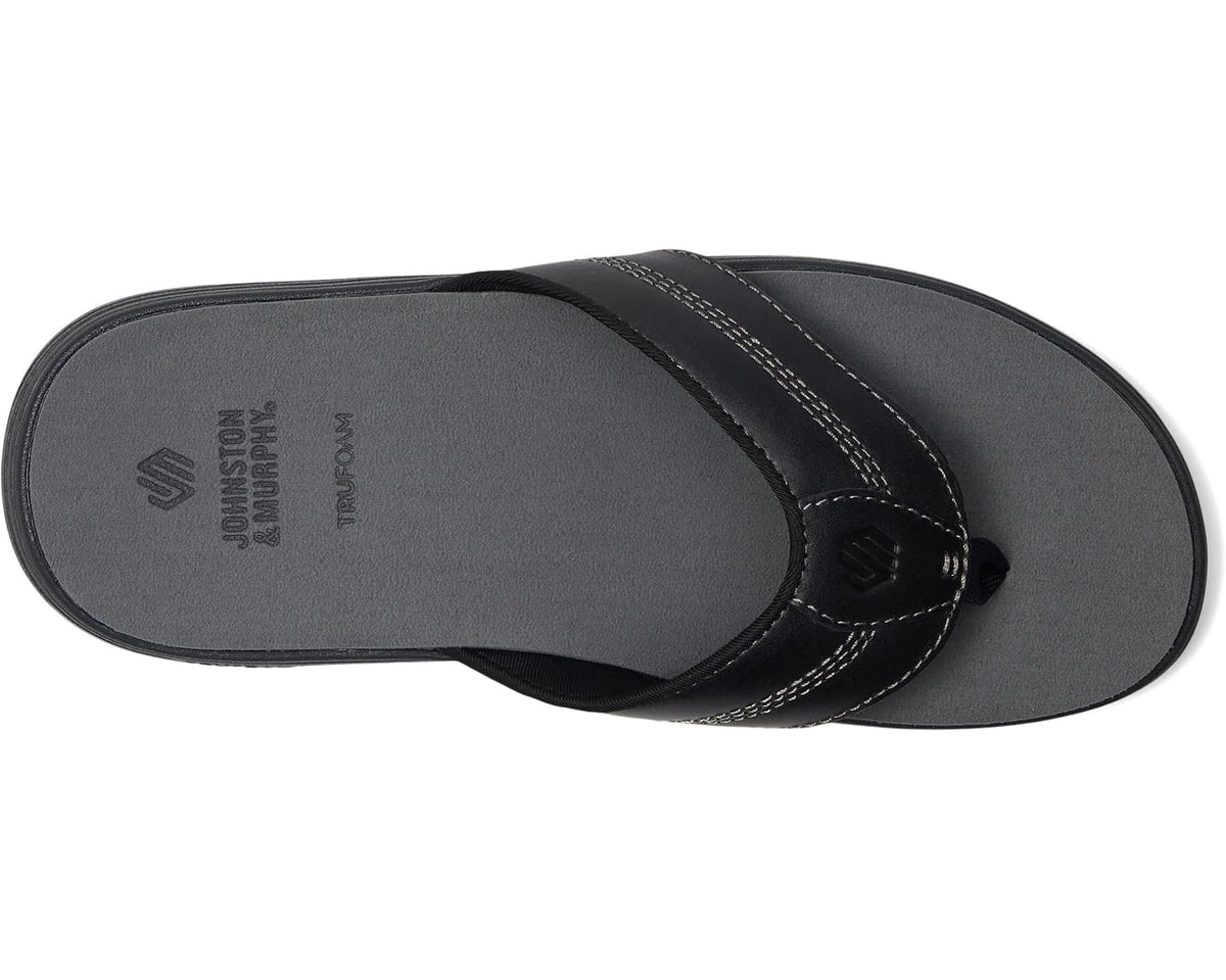 Men's Johnston & Murphy Upton Flip Flop Black Full Grain - Eurostride