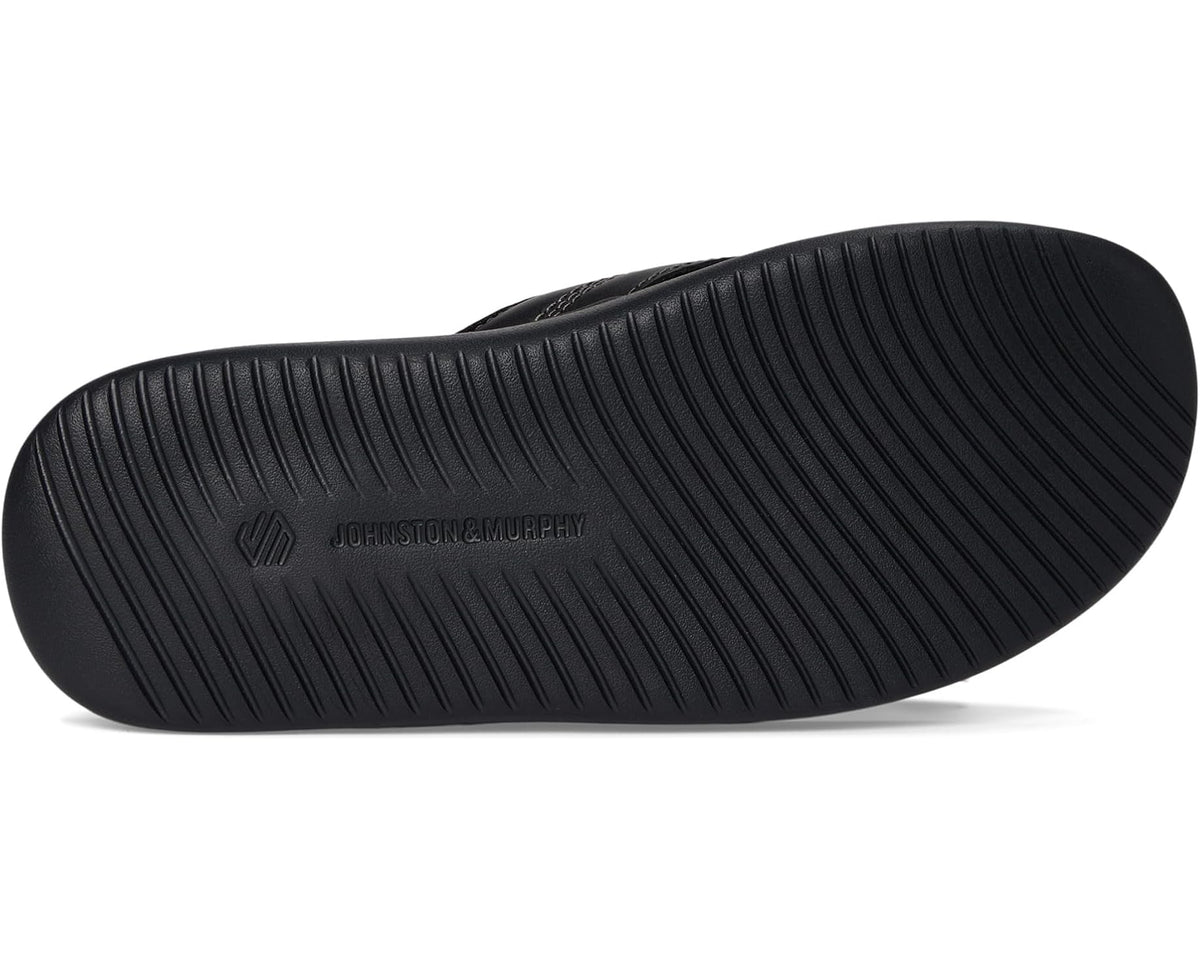 Men's Johnston & Murphy Upton Flip Flop Black Full Grain - Eurostride