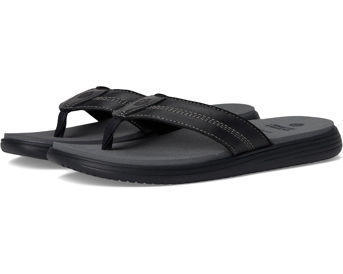 Men's Johnston & Murphy Upton Flip Flop Black Full Grain - Eurostride