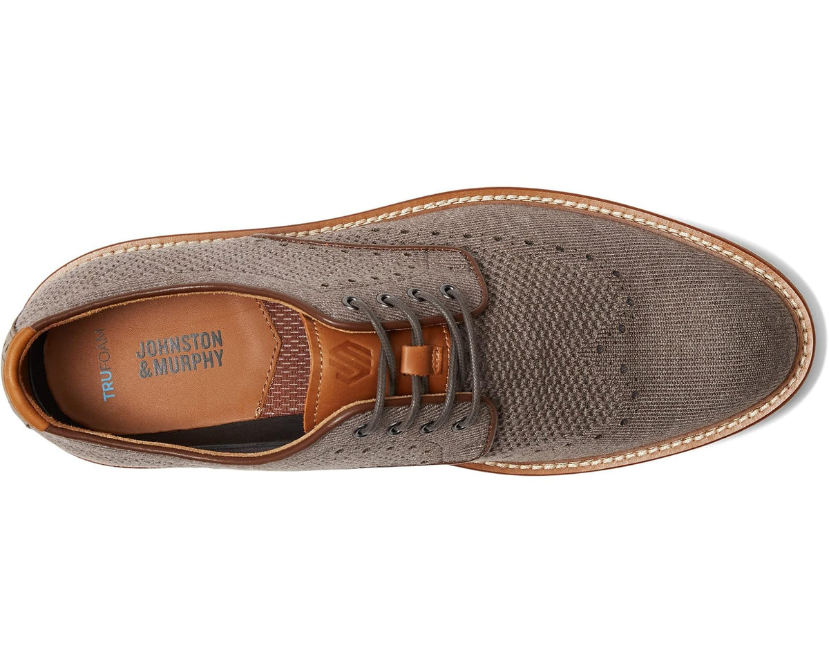 Men's Johnston & Murphy Upton Knit Wing Tip Gray Knit - Eurostride