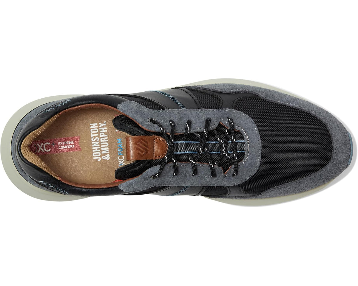 Men's Johnston & Murphy Xc Declan Jogger Gray Waterproof Suede/Black Waterproof Full Grain - Eurostride