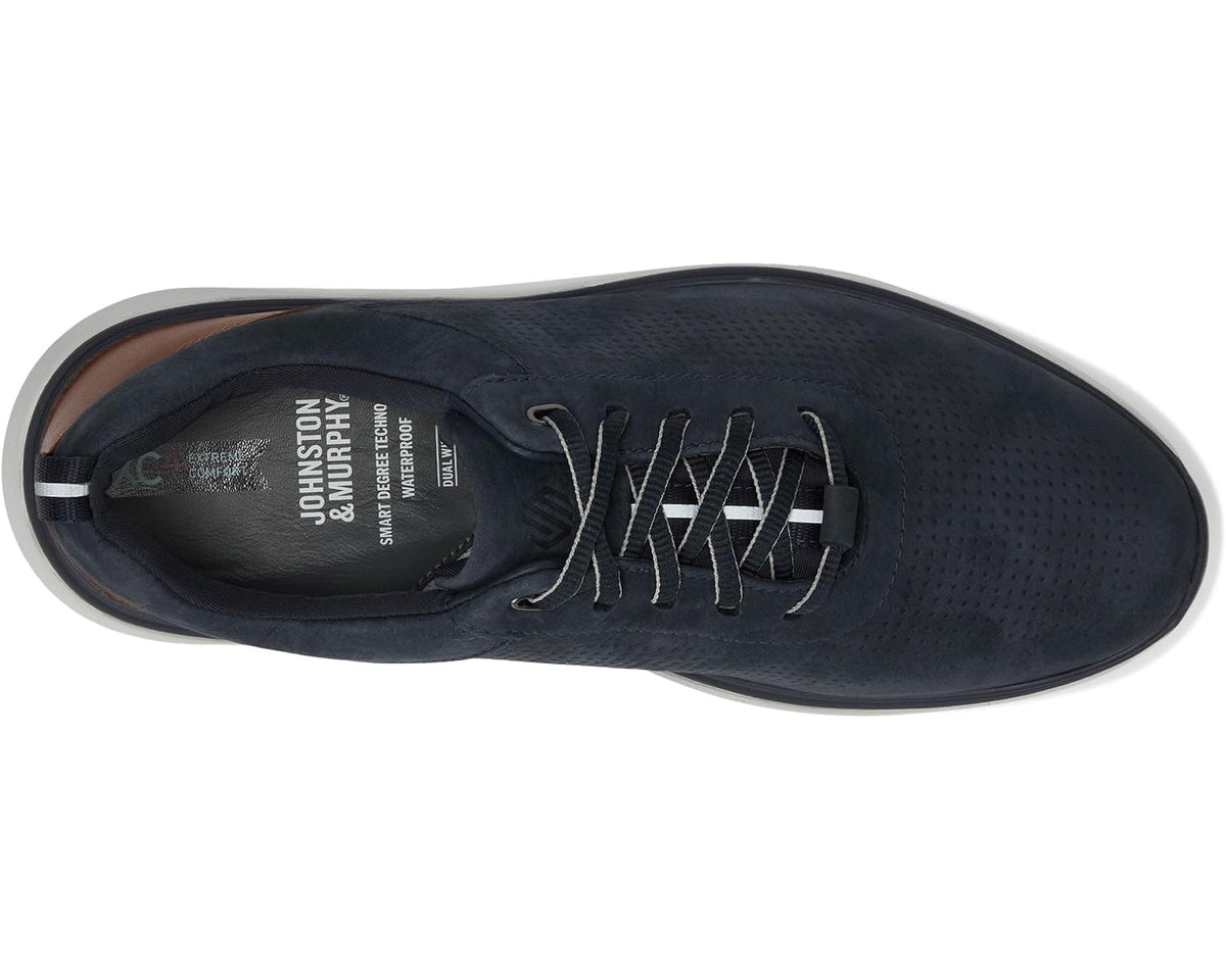 Men's Johnston & Murphy XC4 Prentiss 2 Embossed U-Throat Navy Tumbled Nubuck - Eurostride