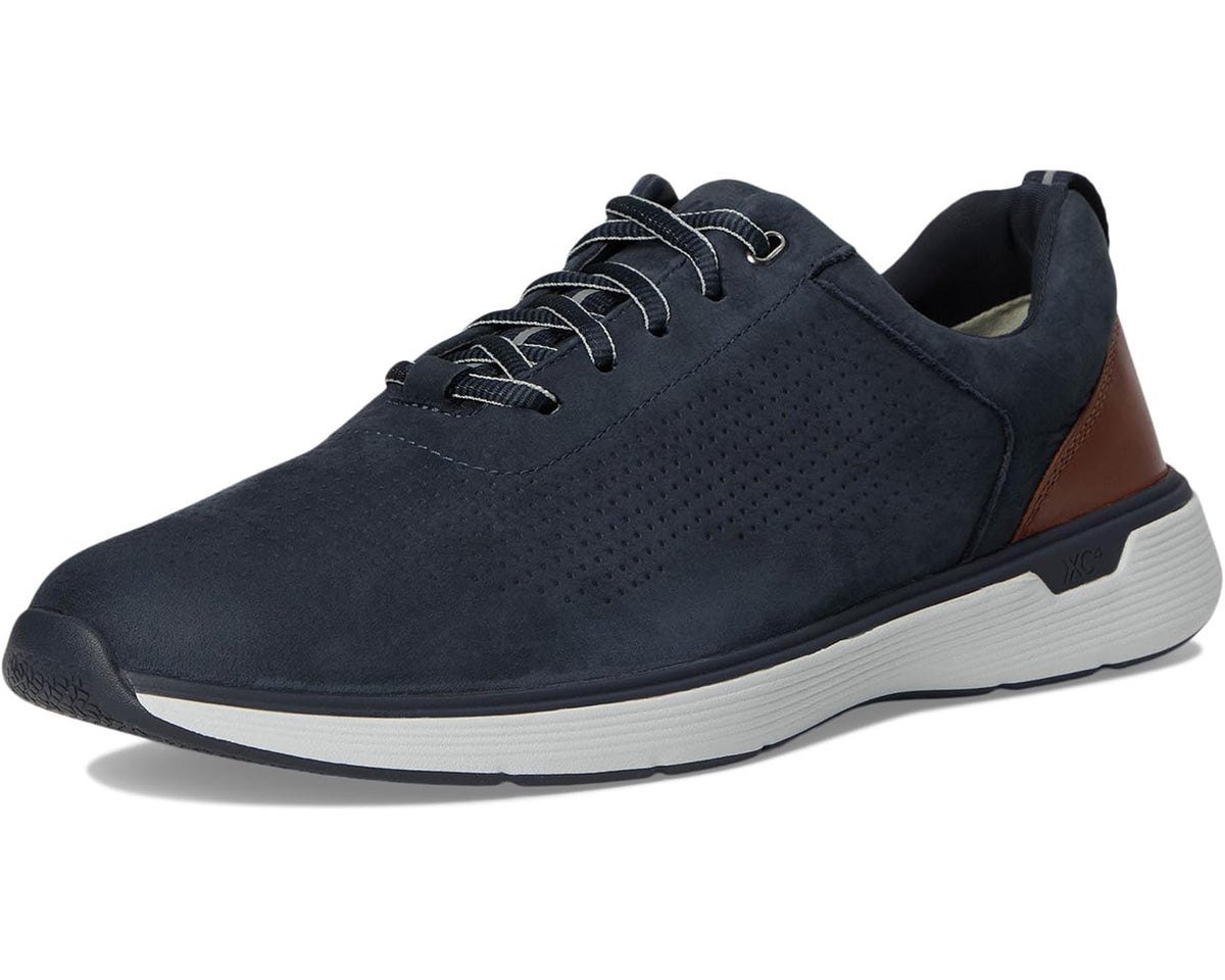 Men's Johnston & Murphy XC4 Prentiss 2 Embossed U-Throat Navy Tumbled Nubuck - Eurostride