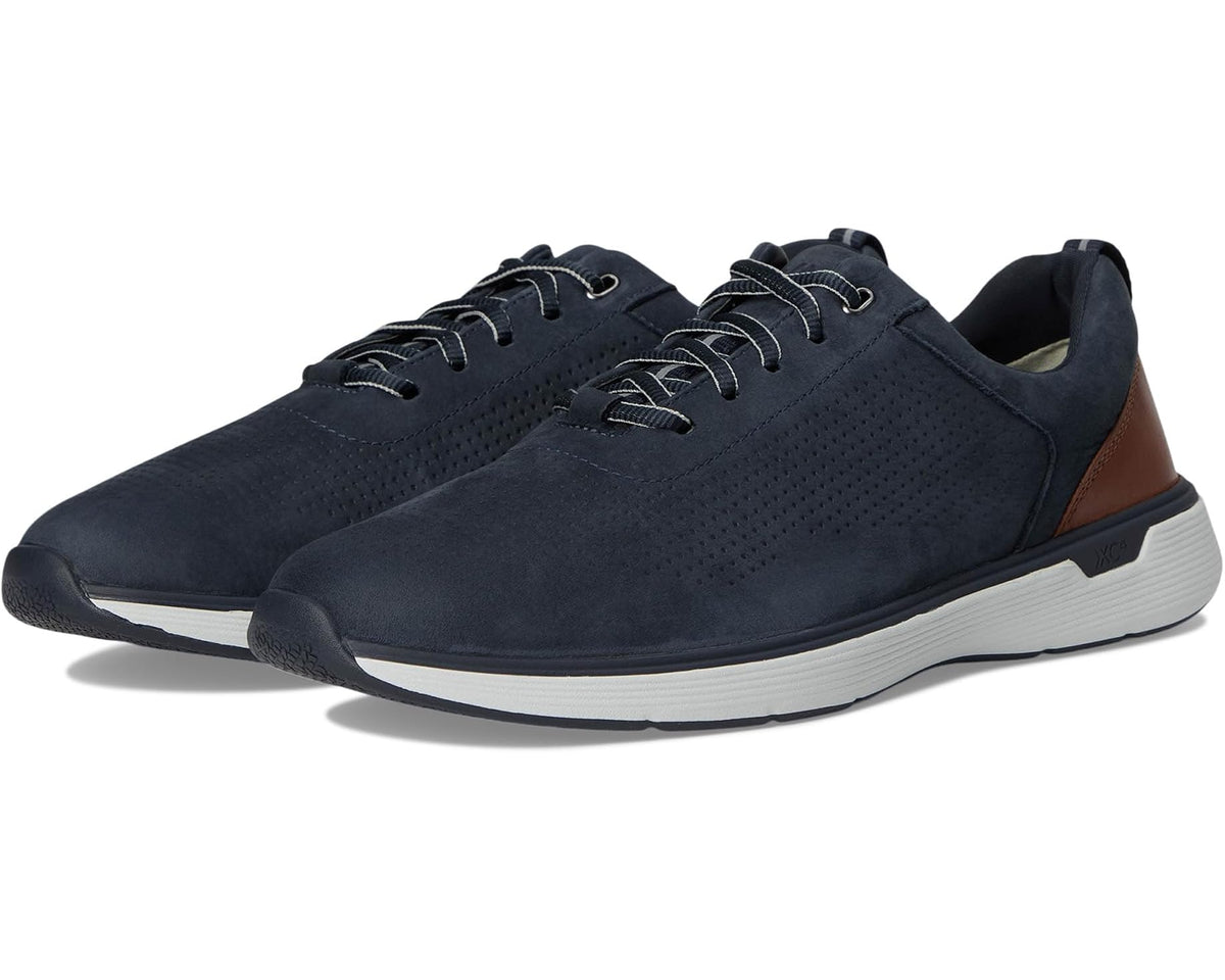 Men's Johnston & Murphy XC4 Prentiss 2 Embossed U-Throat Navy Tumbled Nubuck - Eurostride