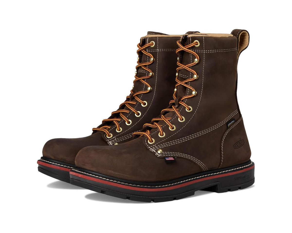 Men's KEEN Utility Liberty 8 Waterproof 90? Heel Boots (Carbon Toe) Coffee Bean/Black - Eurostride