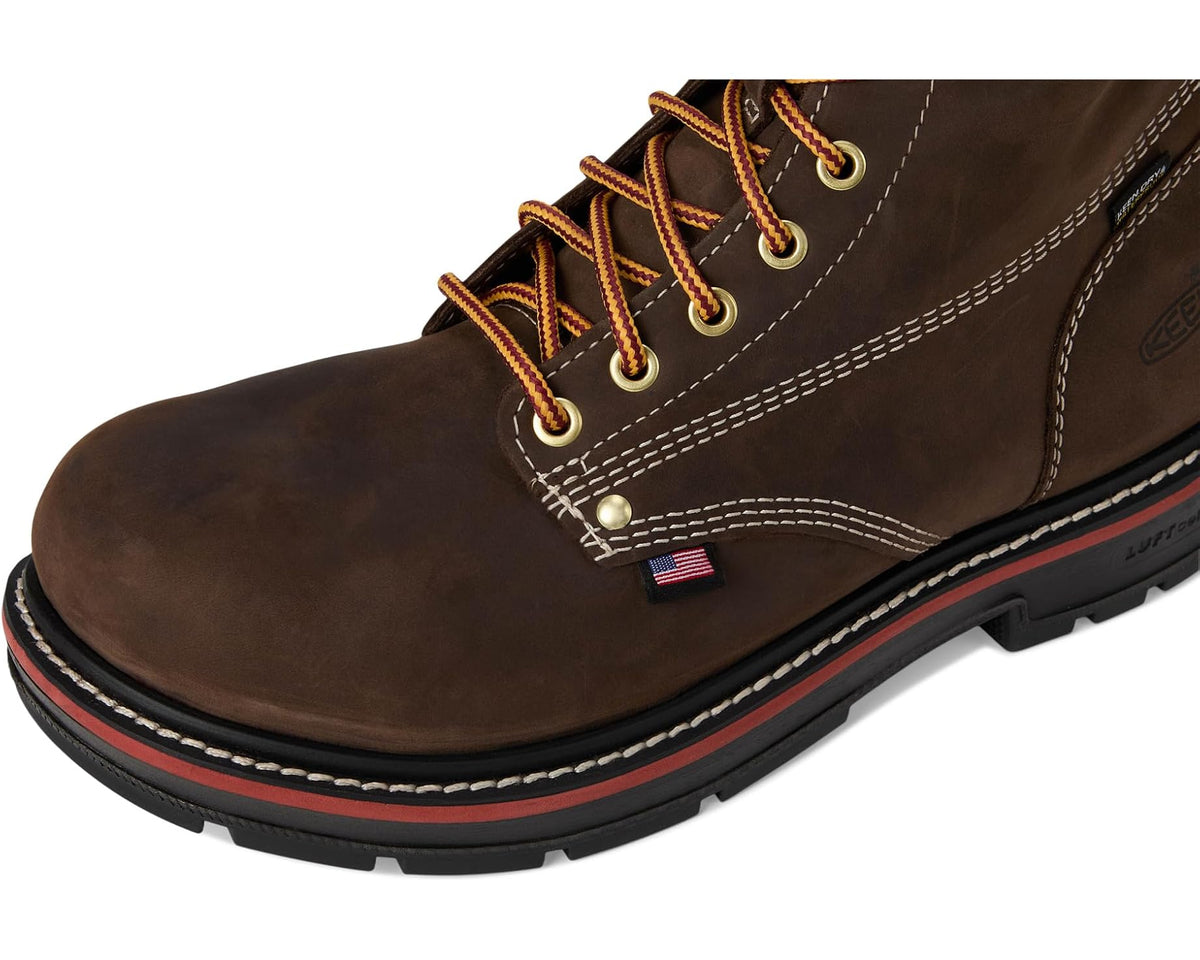 Men's KEEN Utility Liberty 8 Waterproof 90? Heel Boots (Carbon Toe) Coffee Bean/Black - Eurostride