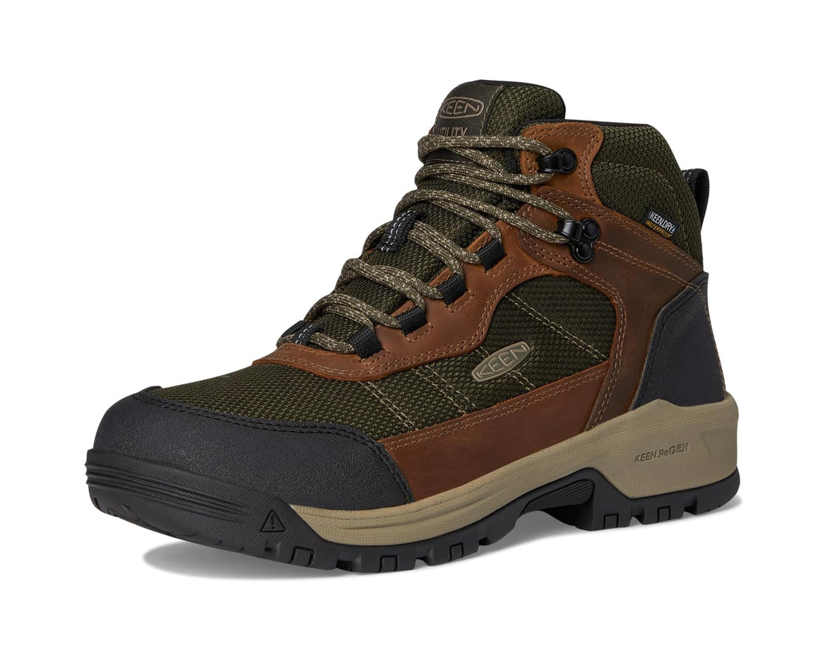 Men's KEEN Utility Skokie Waterproof Work Boots (Soft Toe) Forest Night/Black - Eurostride