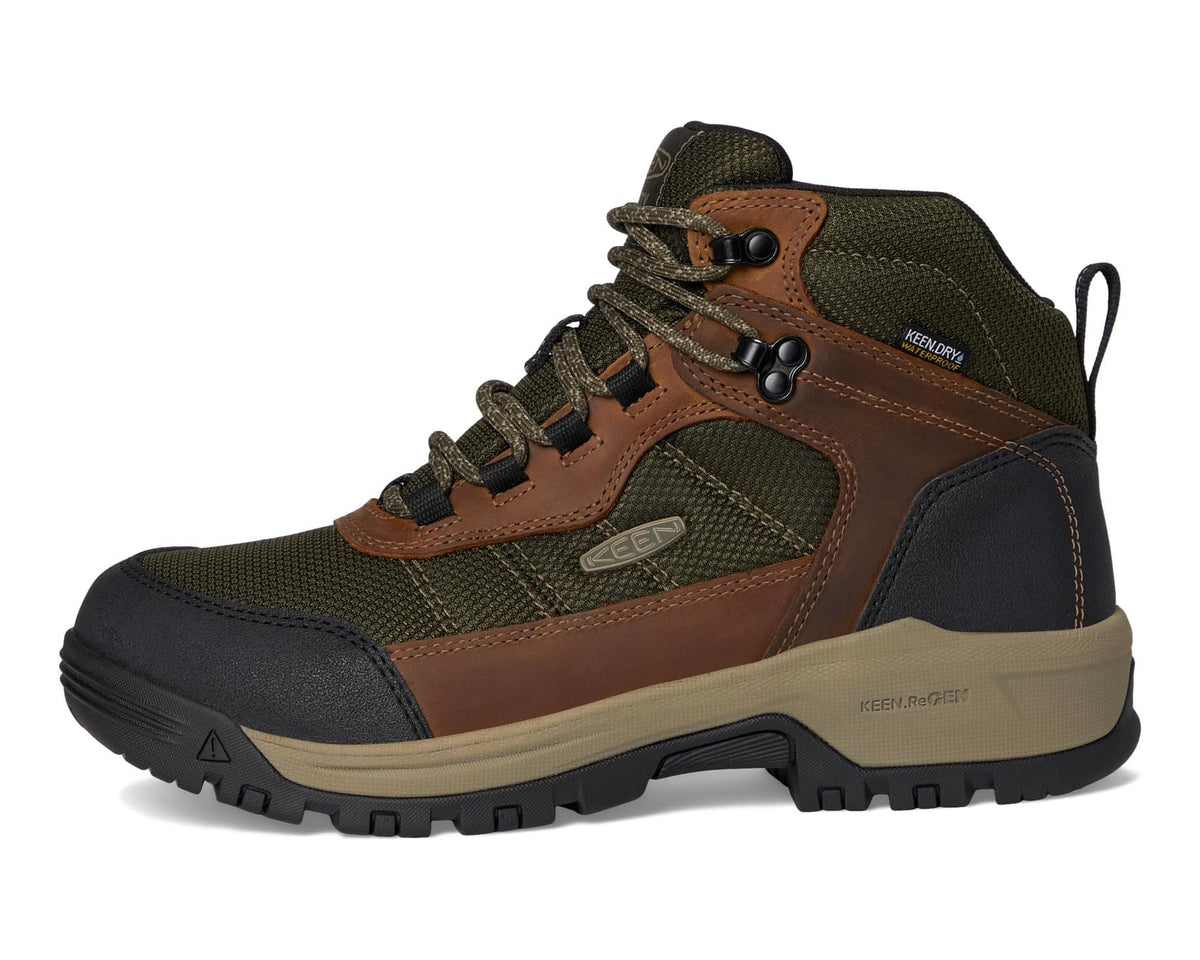 Men's KEEN Utility Skokie Waterproof Work Boots (Soft Toe) Forest Night/Black - Eurostride
