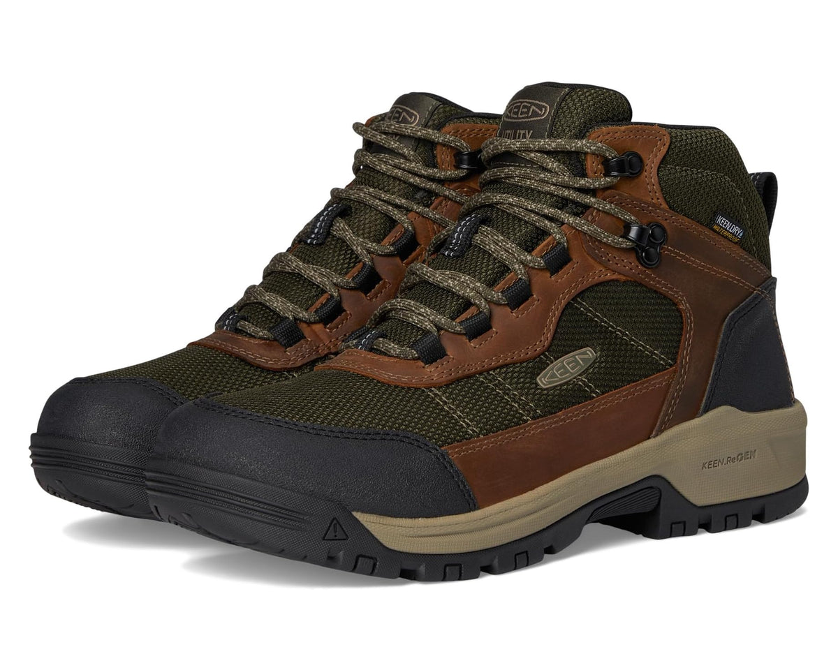 Men's KEEN Utility Skokie Waterproof Work Boots (Soft Toe) Forest Night/Black - Eurostride