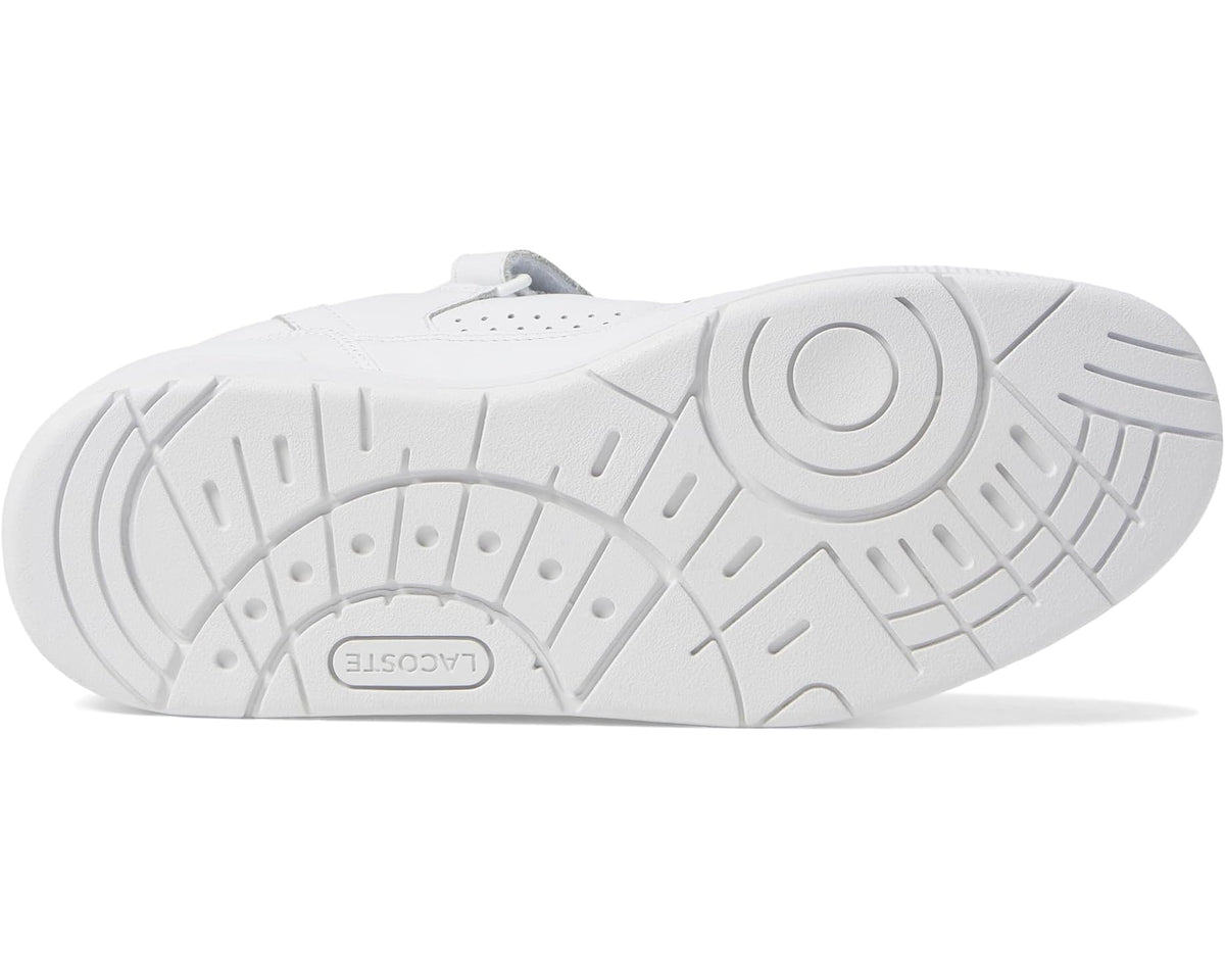 Men's Lacoste T-Clip Velcro Leather Sneakers White/White - Eurostride