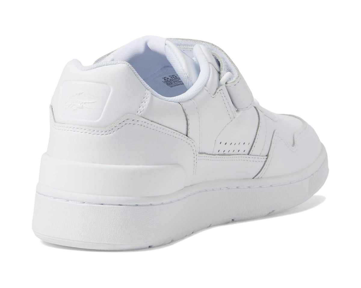Men's Lacoste T-Clip Velcro Leather Sneakers White/White - Eurostride