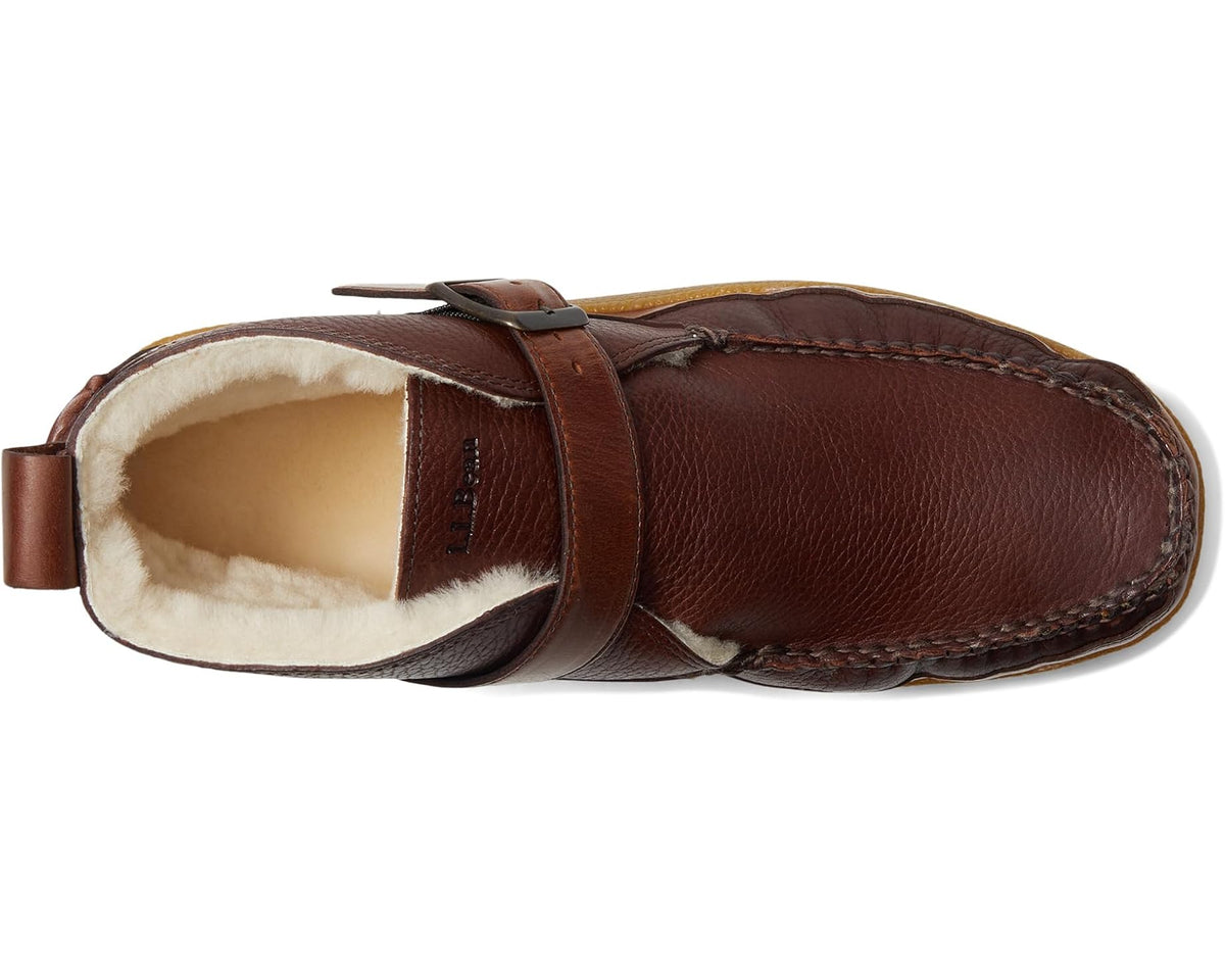 Men's L.L.Bean Lodge Moc Vibram Shearling Buckle Boots Mahogany - Eurostride