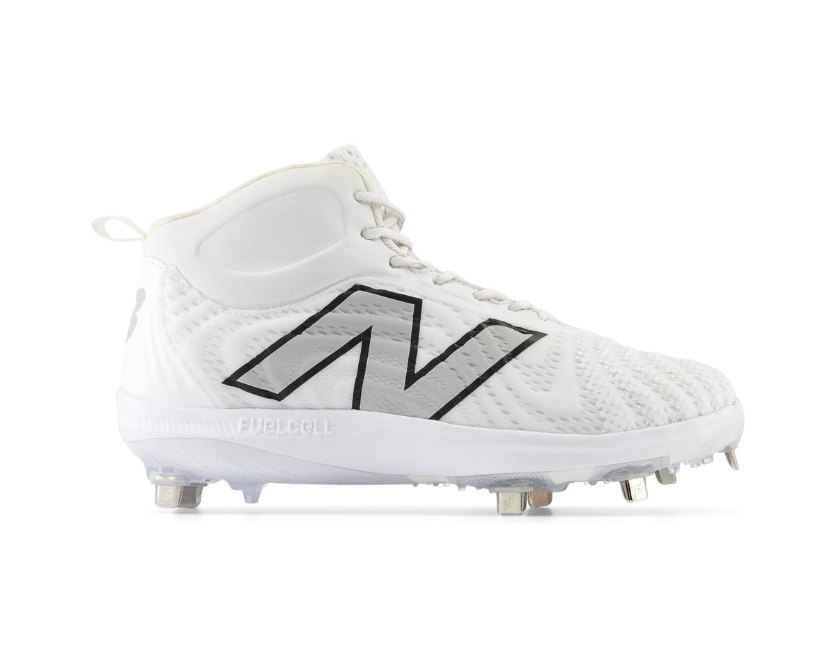Men's New Balance FuelCell 4040 v7 Mid-Metal Baseball Cleats Optic White/Raincloud - Eurostride