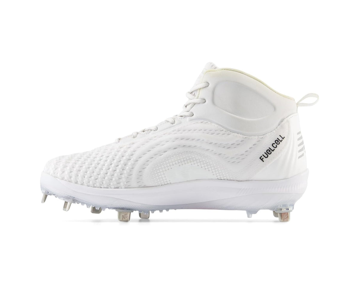 Men's New Balance FuelCell 4040 v7 Mid-Metal Baseball Cleats Optic White/Raincloud - Eurostride