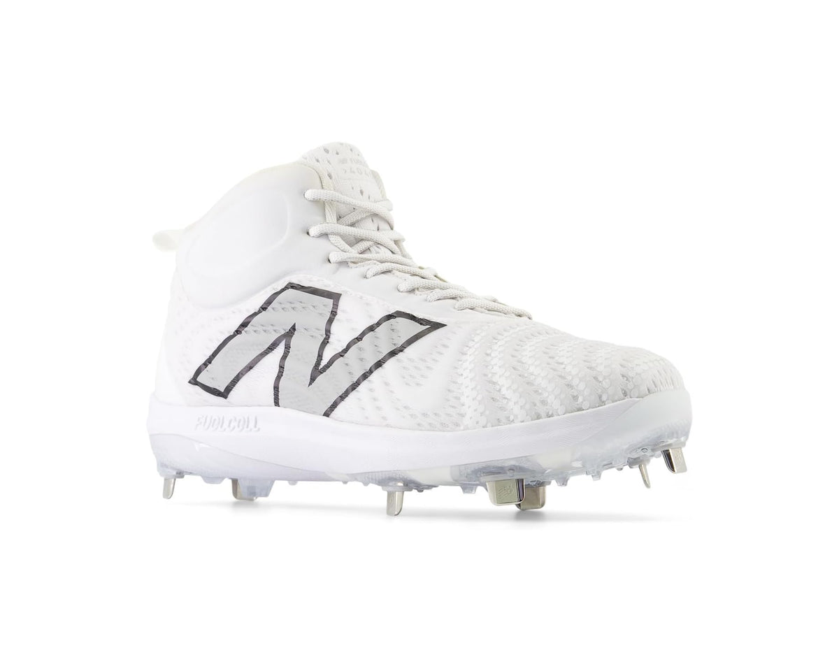 Men's New Balance FuelCell 4040 v7 Mid-Metal Baseball Cleats Optic White/Raincloud - Eurostride