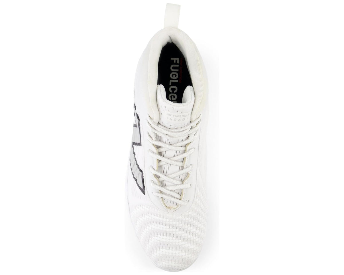 Men's New Balance FuelCell 4040 v7 Mid-Metal Baseball Cleats Optic White/Raincloud - Eurostride
