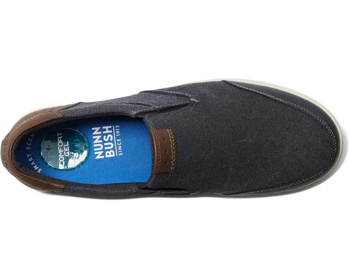Men's Nunn Bush City Walk Canvas Moc Toe Slip-On Dark Blue - Eurostride