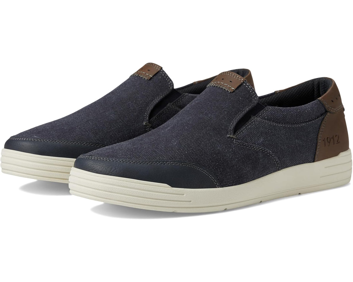 Men's Nunn Bush City Walk Canvas Moc Toe Slip-On Dark Blue - Eurostride