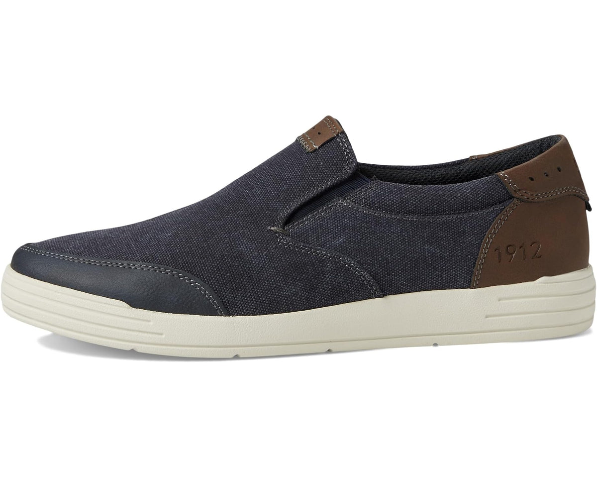 Men's Nunn Bush City Walk Canvas Moc Toe Slip-On Dark Blue - Eurostride
