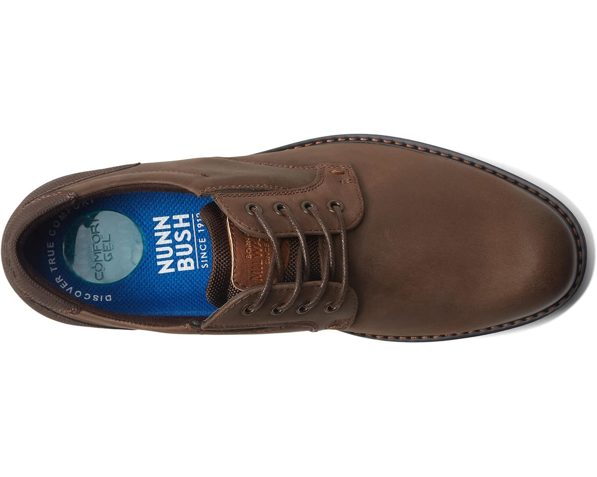 Men's Nunn Bush Denali Plain Toe Oxford Brown Crazy Horse - Eurostride
