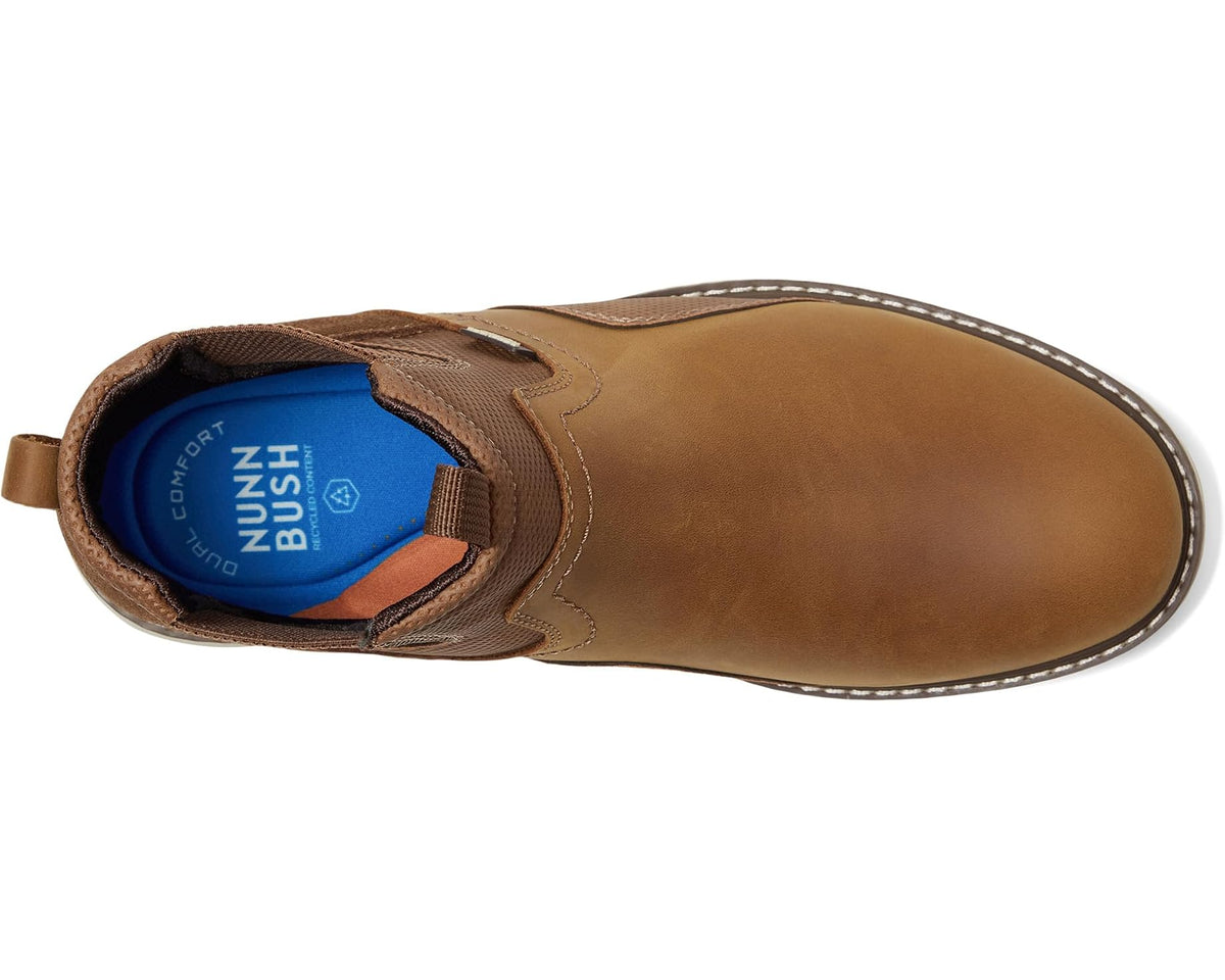 Men's Nunn Bush Karnak Plain Toe Chelsea Boots Lightweight Comfortable Chukka Tan - Eurostride