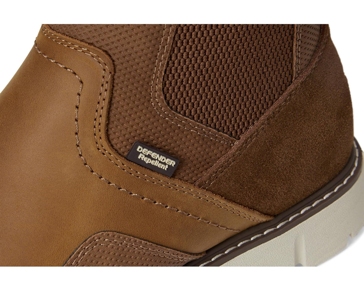 Men's Nunn Bush Karnak Plain Toe Chelsea Boots Lightweight Comfortable Chukka Tan - Eurostride