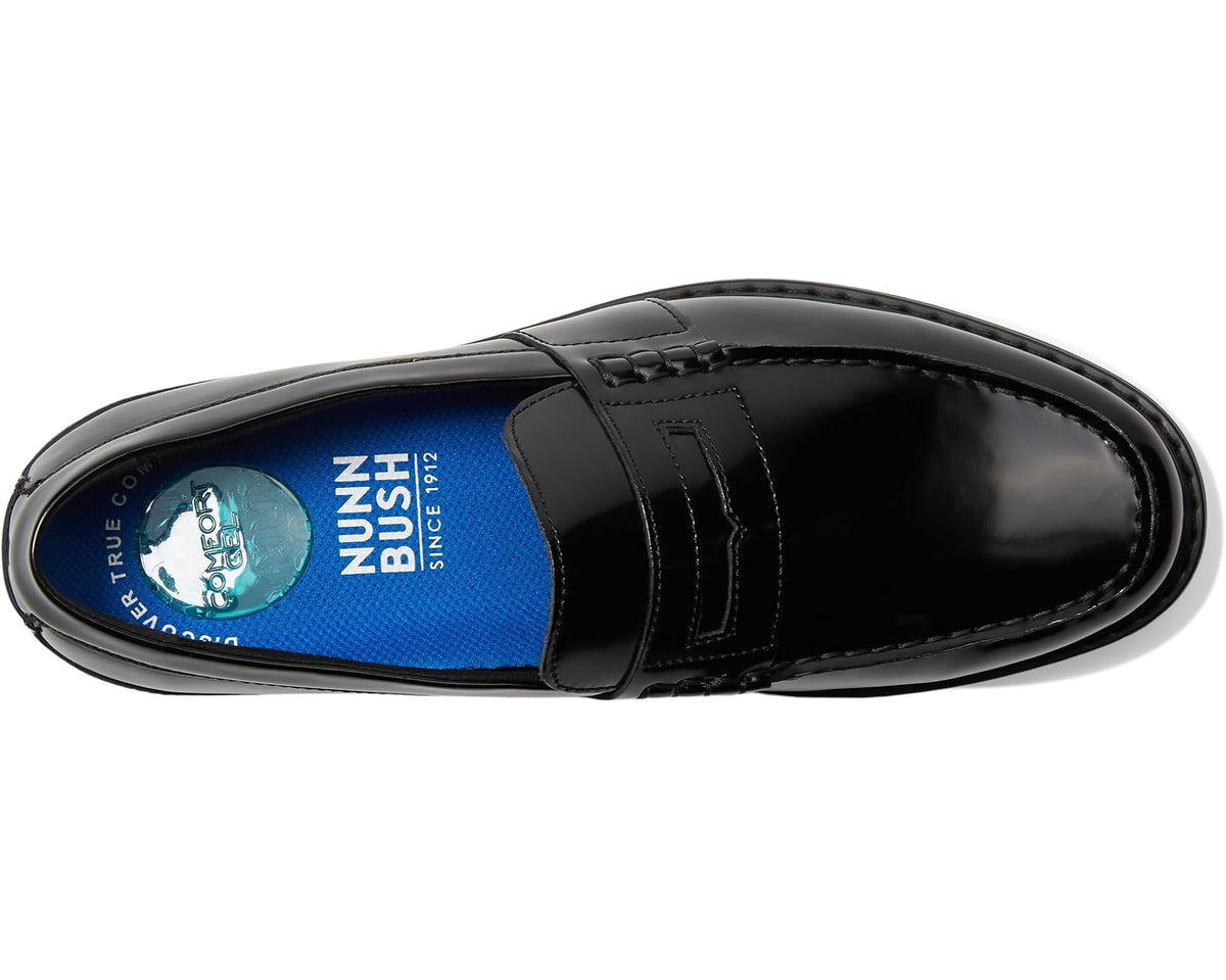 Men's Nunn Bush Lincoln Penny Loafer Black Polished - Eurostride