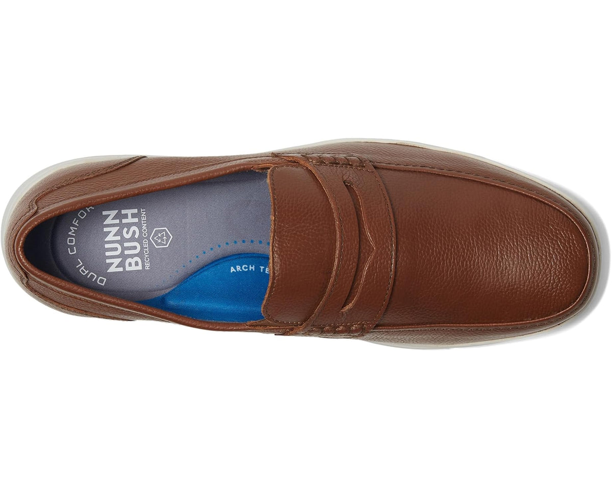 Men's Nunn Bush Luca Moccasin Toe Penny Loafer Lightweight Comfortable Slip-On Cognac - Eurostride