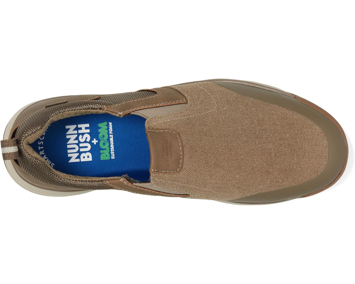 Men's Nunn Bush Sedona Canvas Moccasin Toe Slip-On Comfortable Lightweight Loafer With Memory Foam Stone - Eurostride
