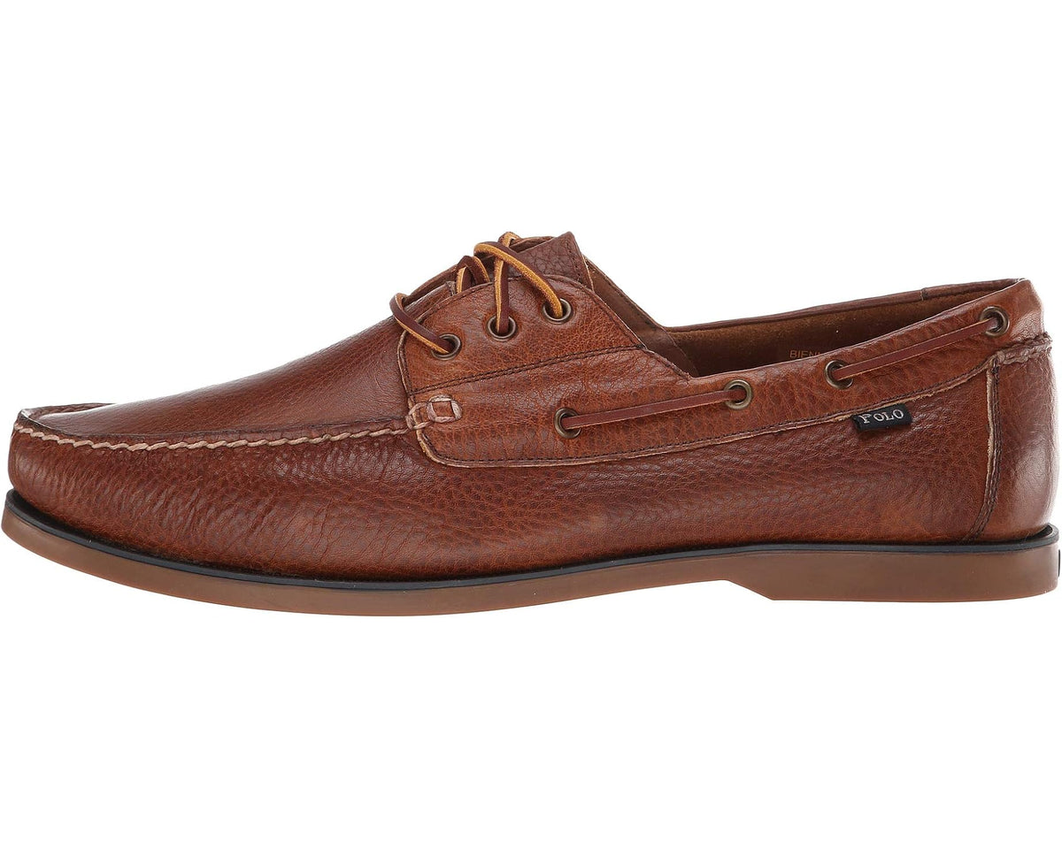 Men's Polo Ralph Lauren Bienne Boat Shoe Tan Oiled Tumbled Leather - Eurostride