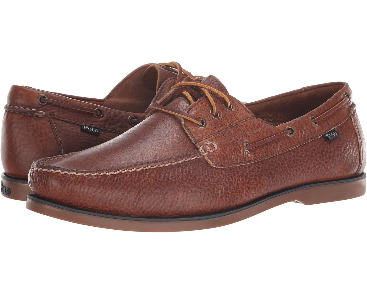Men's Polo Ralph Lauren Bienne Boat Shoe Tan Oiled Tumbled Leather - Eurostride