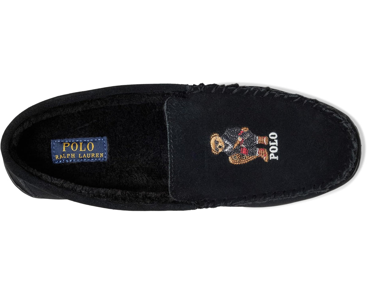 Men's Polo Ralph Lauren Brenan Bear Moc Slipper Suede/Holidybear Black - Eurostride