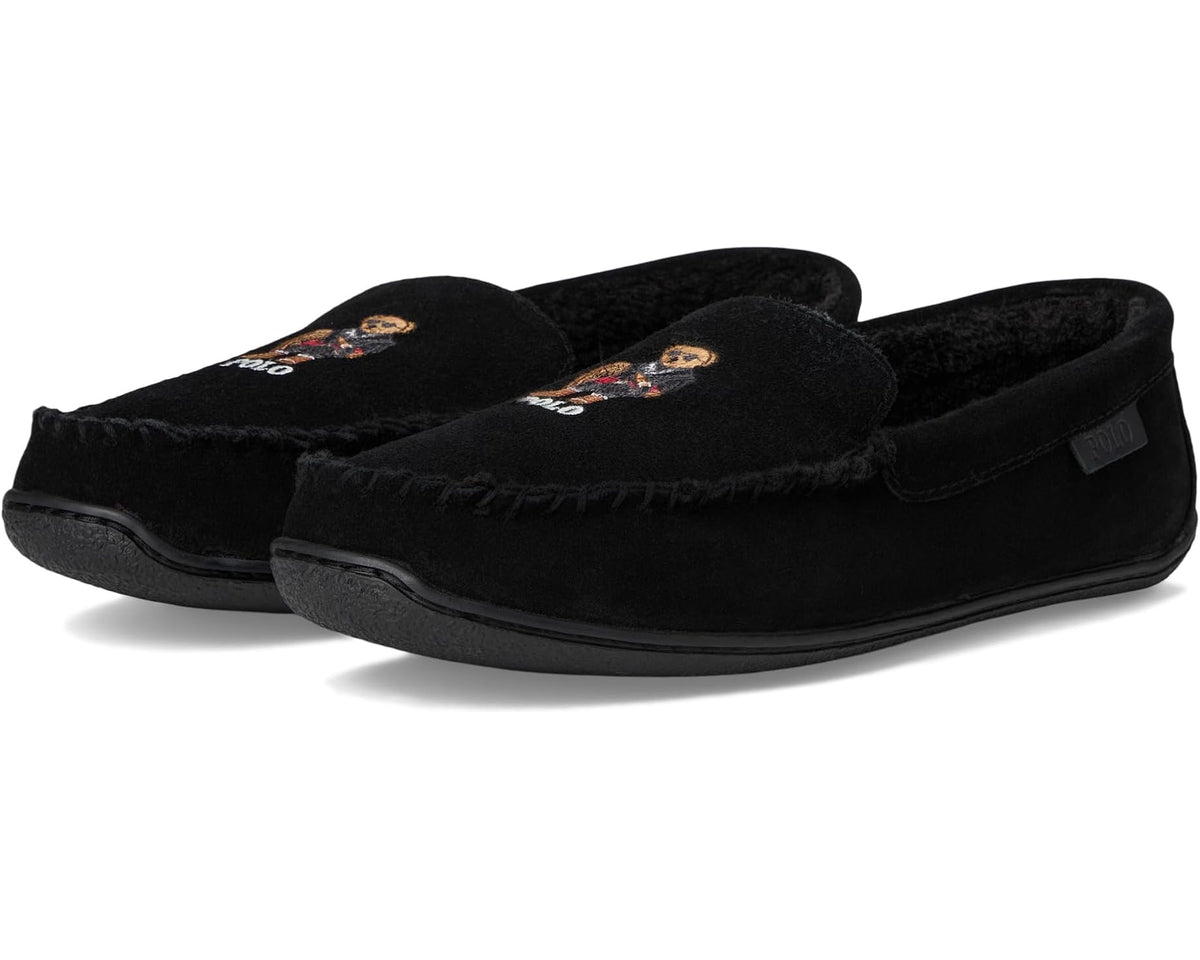 Men's Polo Ralph Lauren Brenan Bear Moc Slipper Suede/Holidybear Black - Eurostride