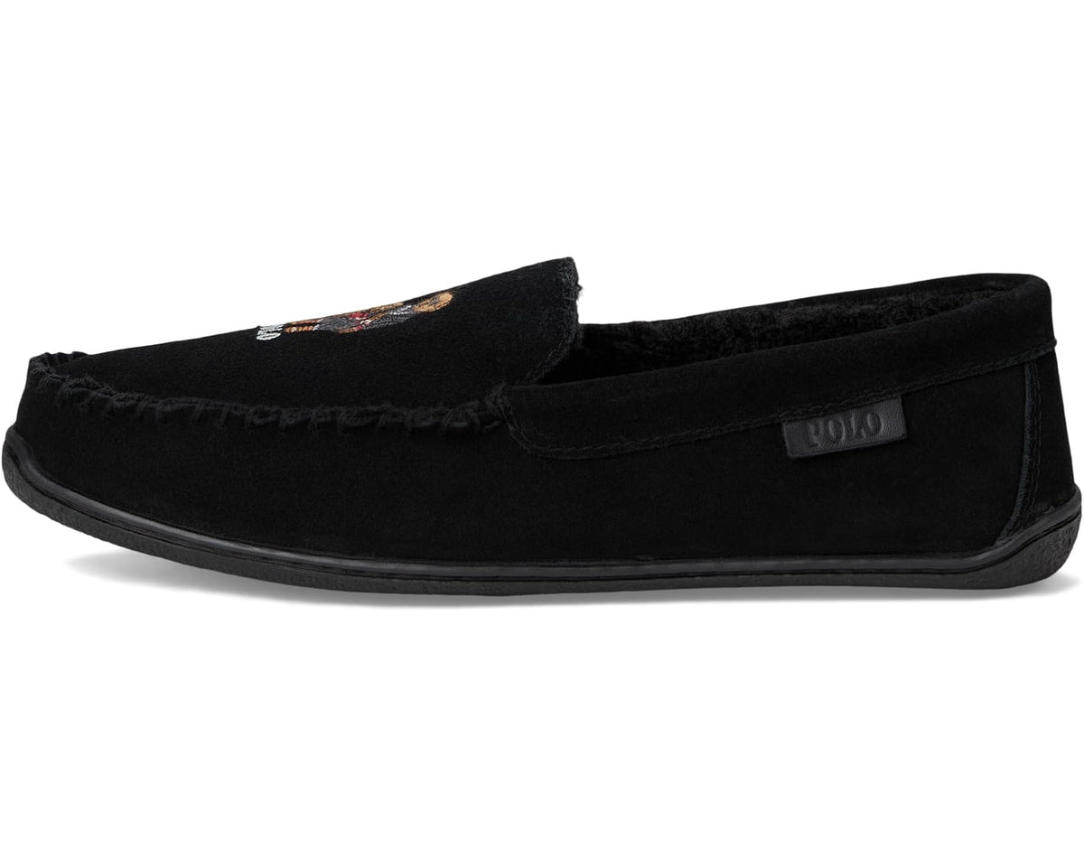 Men's Polo Ralph Lauren Brenan Bear Moc Slipper Suede/Holidybear Black - Eurostride