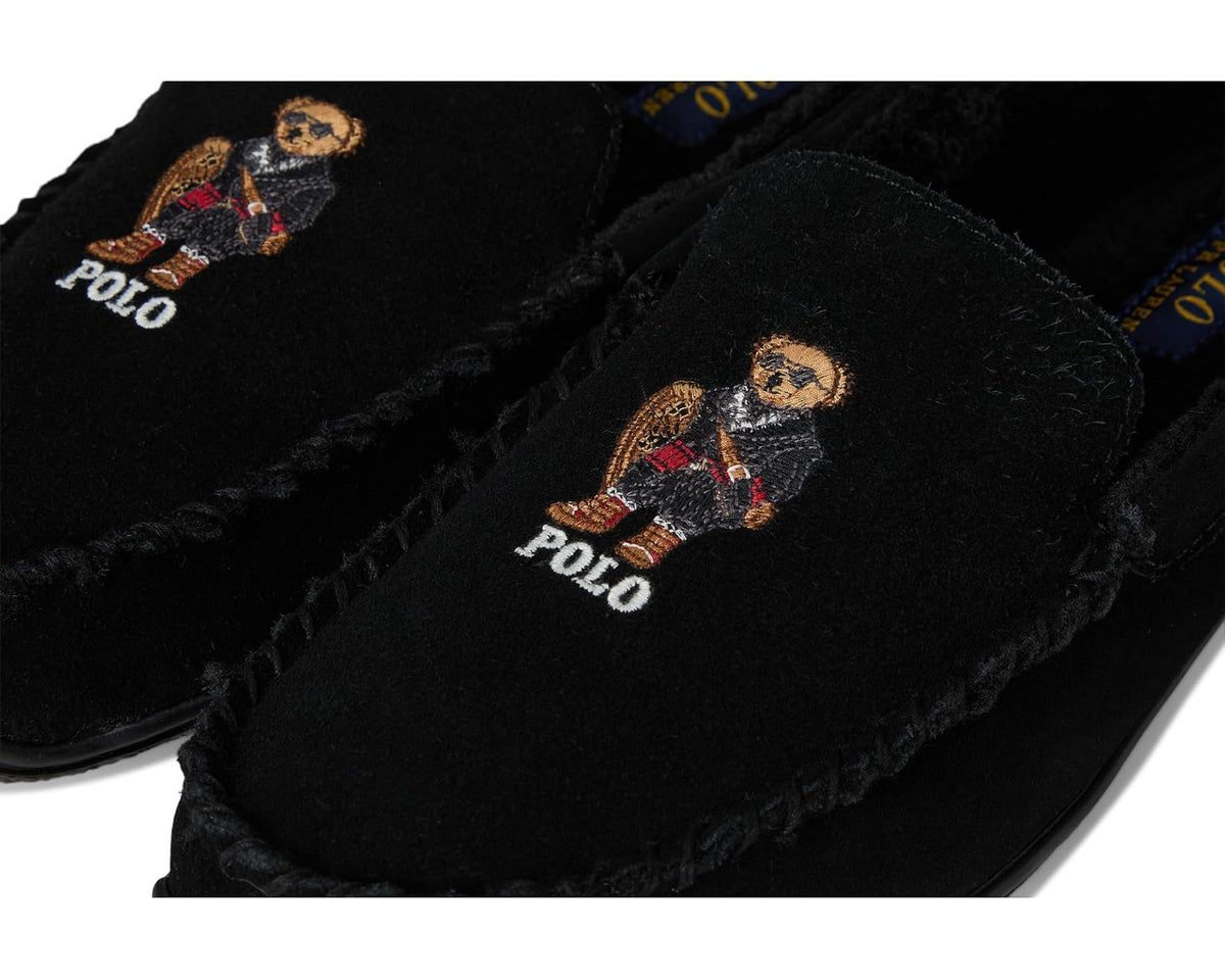 Men's Polo Ralph Lauren Brenan Bear Moc Slipper Suede/Holidybear Black - Eurostride