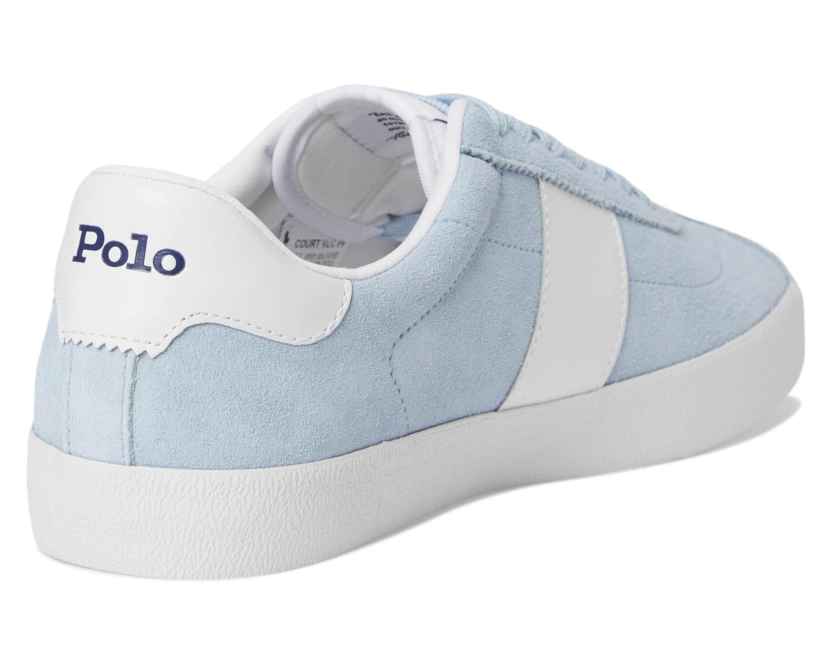 Men's Polo Ralph Lauren Court Vulc Leather-suede Sneaker Light Blue - Eurostride