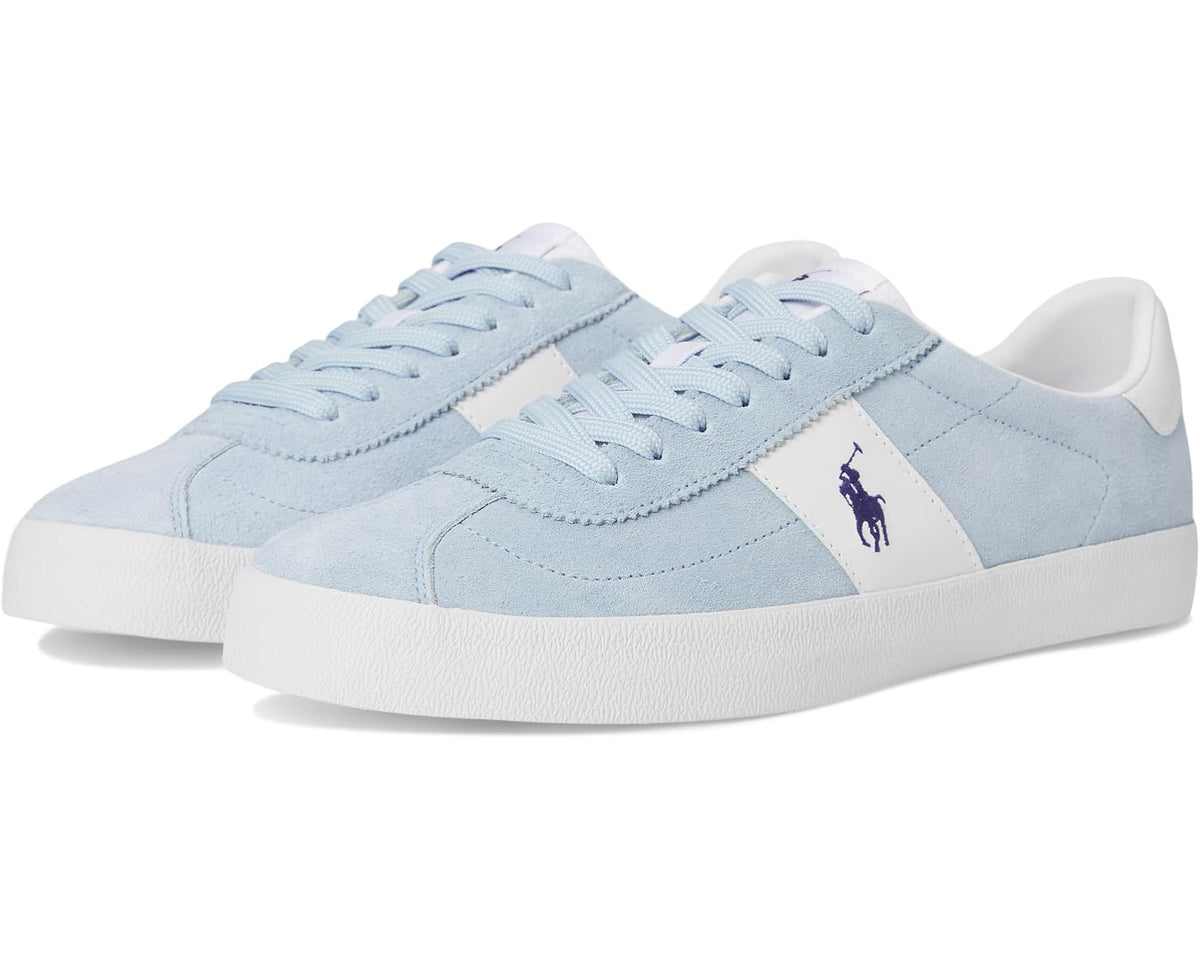 Men's Polo Ralph Lauren Court Vulc Leather-suede Sneaker Light Blue - Eurostride
