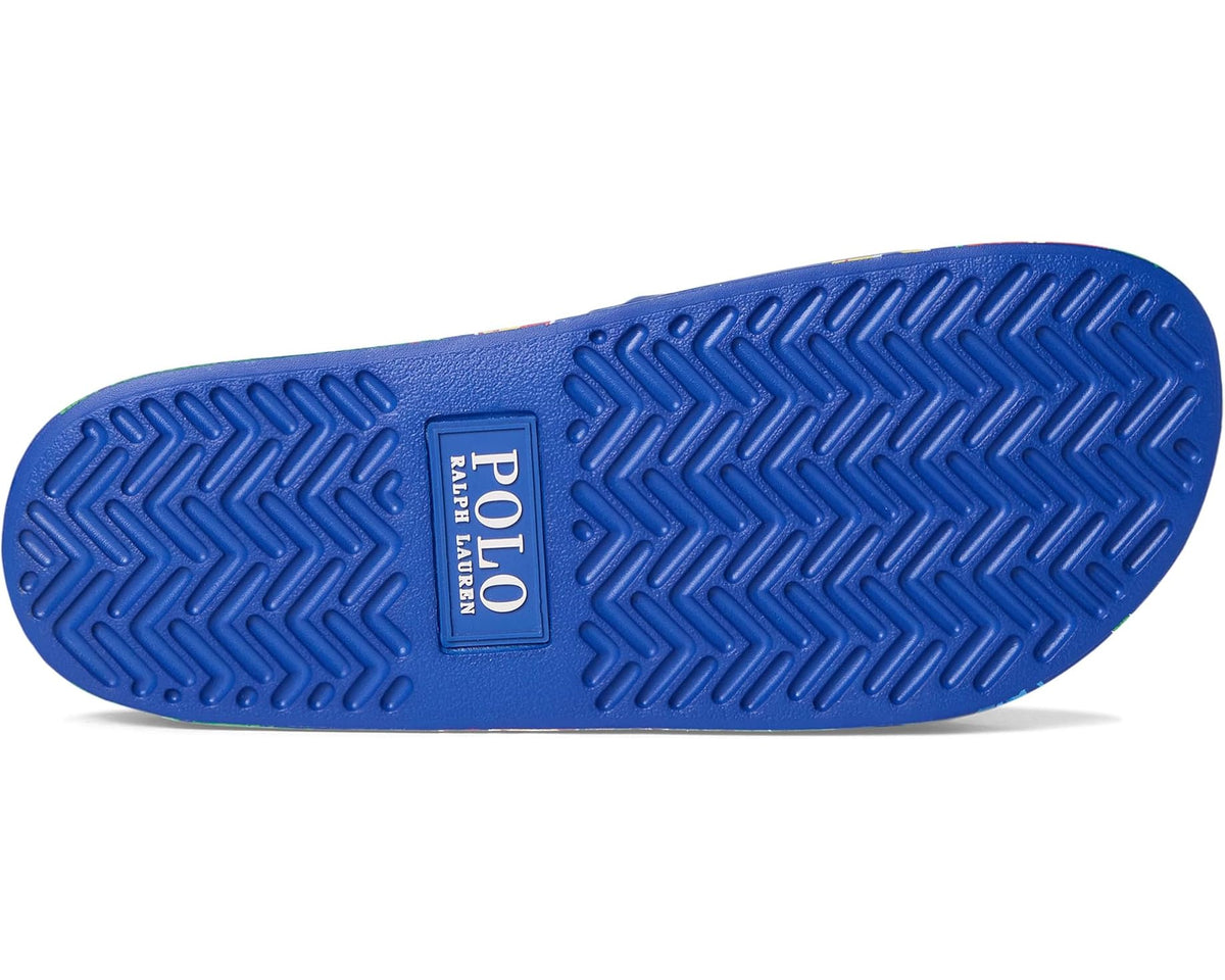 Men's Polo Ralph Lauren Floral-Print Slides Tropical Royal - Eurostride