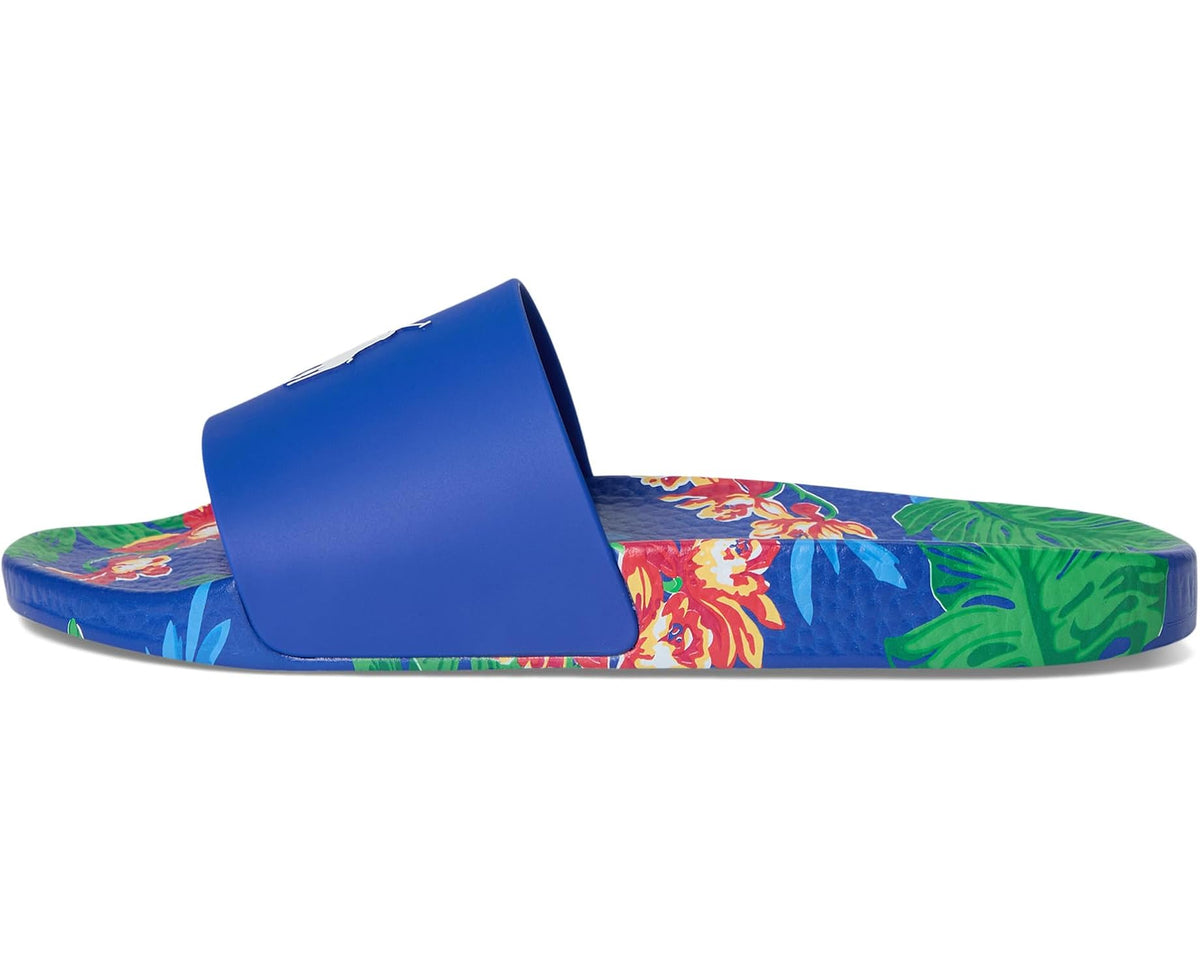 Men's Polo Ralph Lauren Floral-Print Slides Tropical Royal - Eurostride
