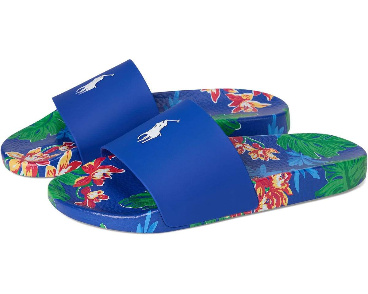 Men's Polo Ralph Lauren Floral-Print Slides Tropical Royal - Eurostride