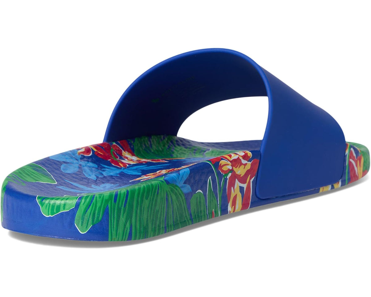 Men's Polo Ralph Lauren Floral-Print Slides Tropical Royal - Eurostride