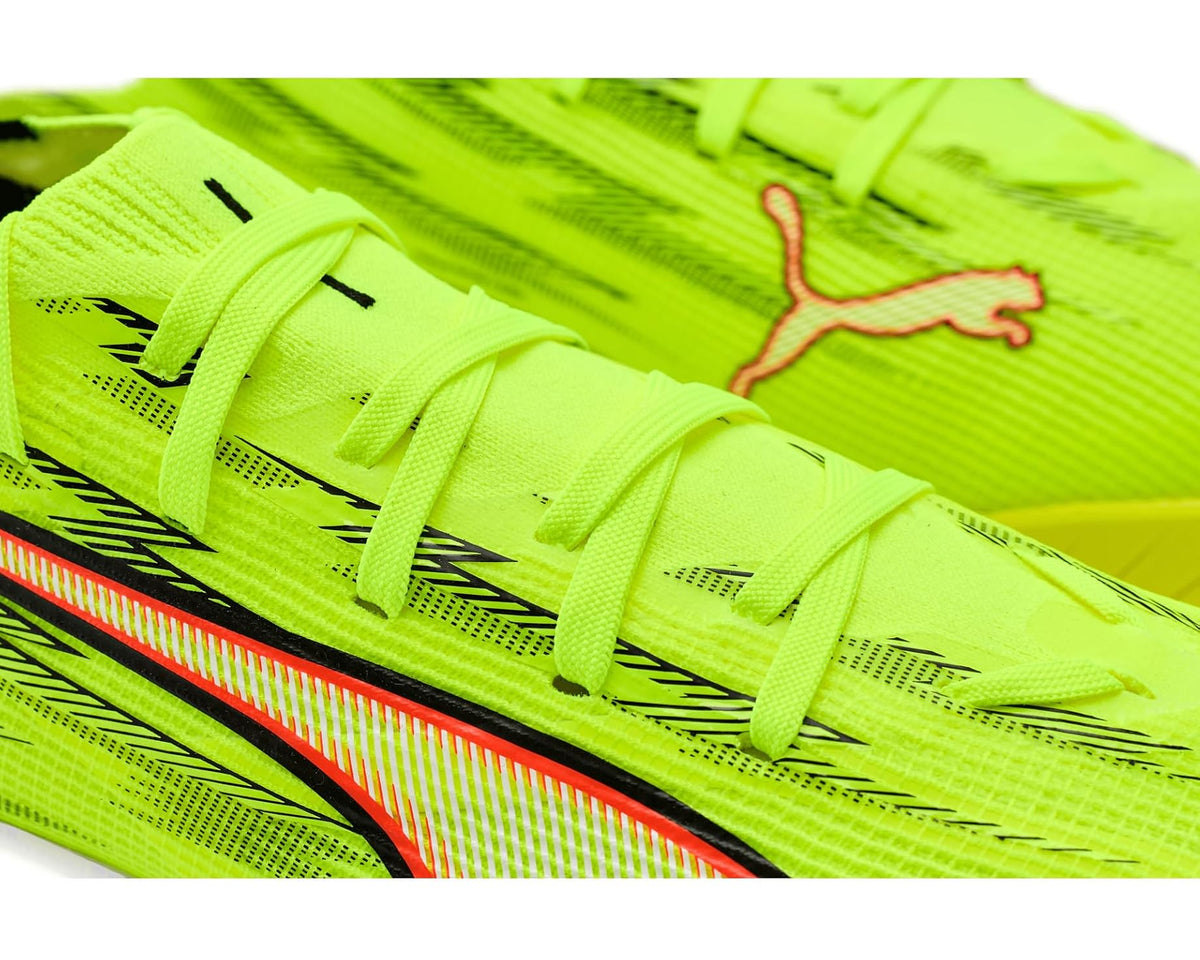 Men's PUMA Ultra 6 Match Turf Trainer Soccer Cleats Yellow Alert/Black/Glowing Red/Lime Squeeze - Eurostride